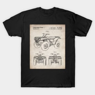 ATV Quad Bike Patent - Off-Roader Motorsports Fan Art - Antique T-Shirt